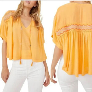 NWT Free People Embroidered Market Tee in Carrot Ginger Size Small